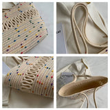 Large Capacity Crochet Shoulder Bag, Straw Woven Tote Handbag