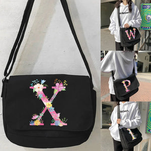 Large Capacity Crossbody Bag Canvas Shoulder Messenger Unisex Pink