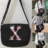 Large Capacity Crossbody Bag Canvas Shoulder Messenger Unisex Pink