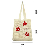 Women Large Capacity Shoulder Bags Knitting Flower Handbags Crochet Hobo Bag