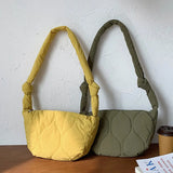 Women Large Capacity Lightweight Winter Quilted Tote Bag Plaid Shoulder Bags