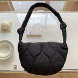 Women Large Capacity Lightweight Winter Quilted Tote Bag Plaid Shoulder Bags