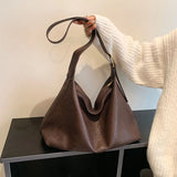 Women Large Capacity PU Leather Shoulder Bags Leisure Retro Crossbody Bags