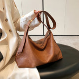 Women Large Capacity PU Leather Shoulder Bags Leisure Retro Crossbody Bags