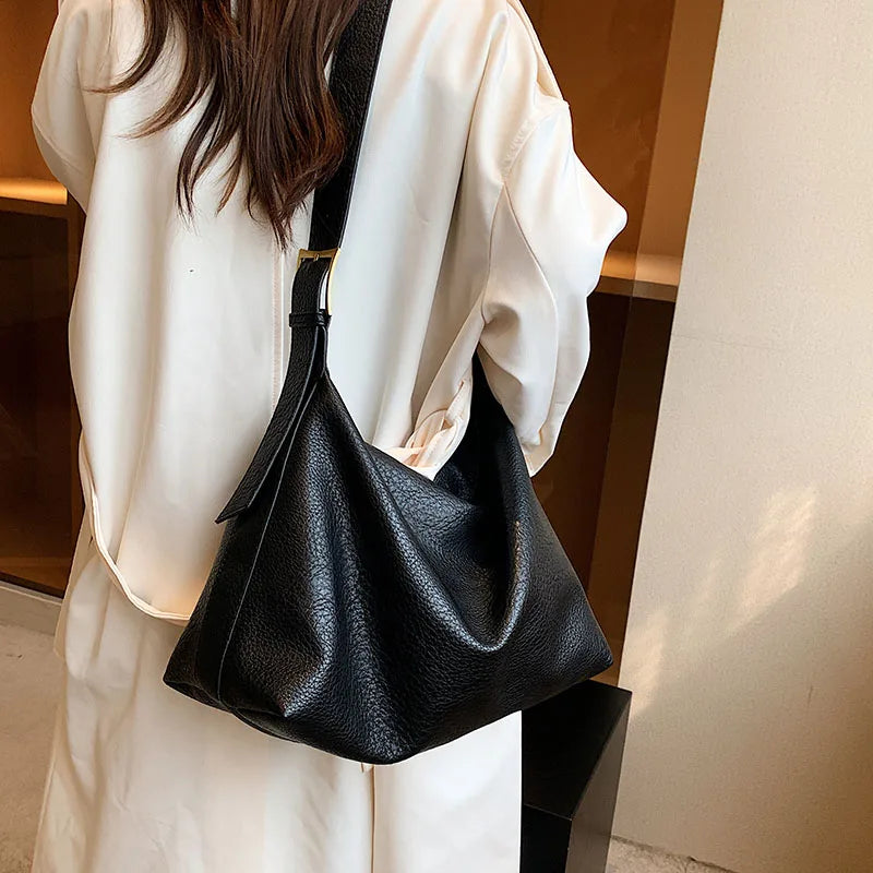 Women Large Capacity PU Leather Shoulder Bags Leisure Retro Crossbody Bags