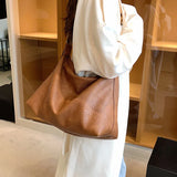 Women Large Capacity PU Leather Shoulder Bags Leisure Retro Crossbody Bags