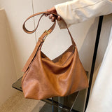 Women Large Capacity PU Leather Shoulder Bags Leisure Retro Crossbody Bags
