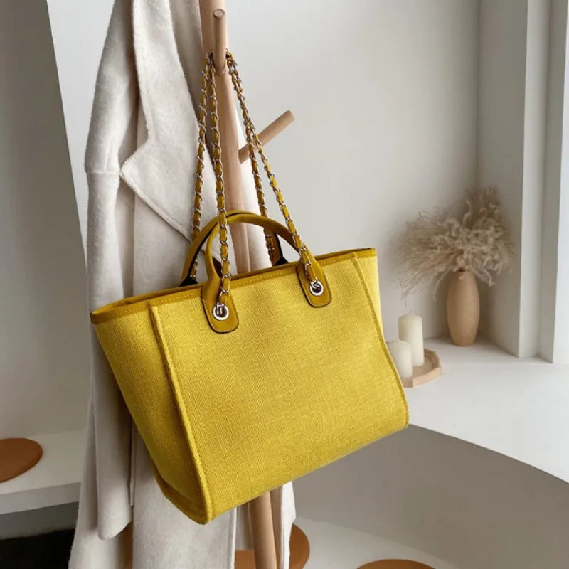 Casual Ladies Chain Tote Bag Shoulder Handbag for Women