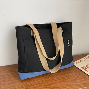Women Canvas Shoulder Bags Large Capacity Casual Patchwork Female Business