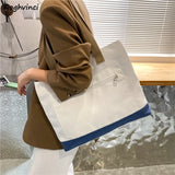 Women Canvas Shoulder Bags Large Capacity Casual Patchwork Female Business