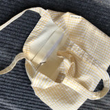 Women Large Capacity Shoulder Bags Plaid Cotton Big Totes Travel School Students