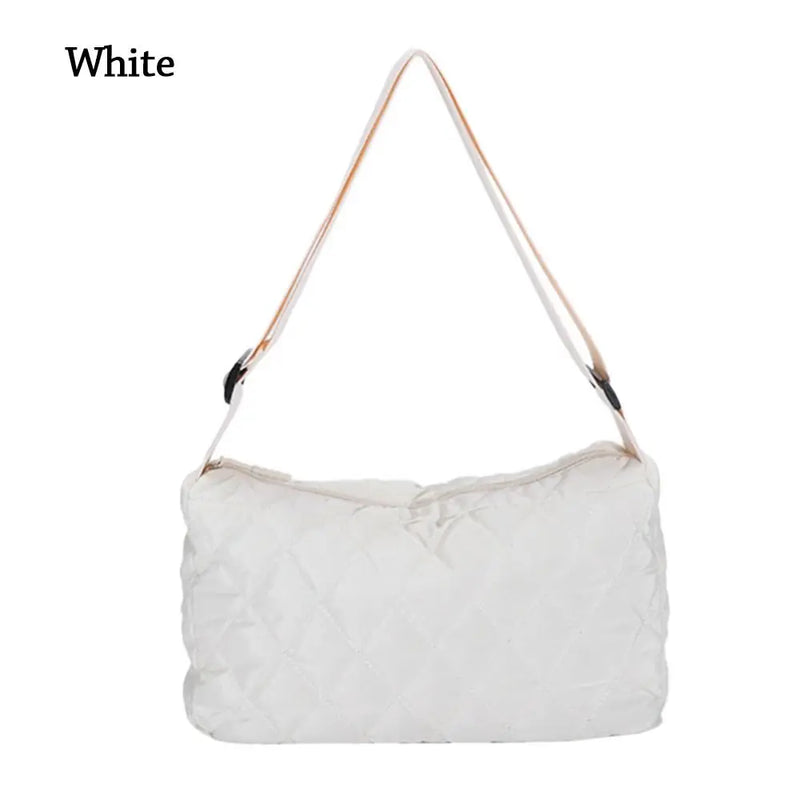 Women Large Capacity Shoulder Tote Bags Winter Cotton Padded Rhombus Pattern