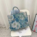 Vintage Flower Canvas Totes Large Capacity Shoulder Bag