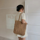 Women Large Woven Straw Beach Tote Shoulder Bag