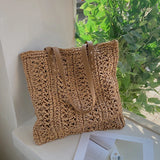 Women Large Woven Straw Beach Tote Shoulder Bag