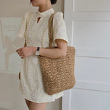 Women Large Woven Straw Beach Tote Shoulder Bag