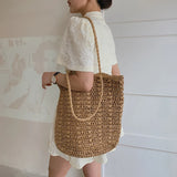 Women Large Woven Straw Beach Tote Shoulder Bag