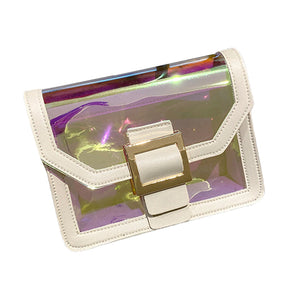 Women Laser Crossbody Bag Holographic Shoulder Bag with Chain Strap