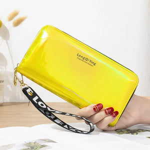 Women Laser Holographic Wallet Long Pu leather Purse Female Clutch