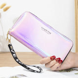 Women Laser Holographic Wallet Long Pu leather Purse Female Clutch