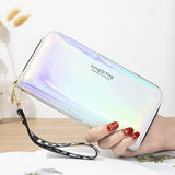 Women Laser Holographic Wallet Long Pu leather Purse Female Clutch