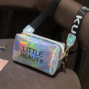 Women Laser Messenger Bag Shoulder Bag PVC Jelly Small Tote Messenger Bag