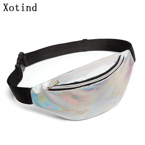 Women Laser Waist Packs Bags Fanny Pack Belt Bag PVC Waist Packs Purse