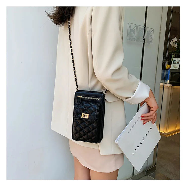 Women Lattice Crossbody Bags High PU Leather Shoulder Bag Mini Quilted Flap Hand