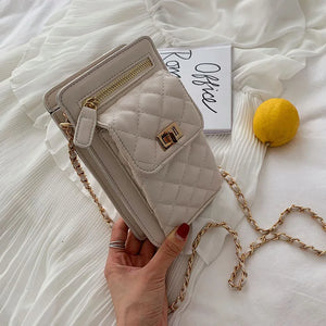 Women Lattice Crossbody Bags High PU Leather Shoulder Bag Mini Quilted Flap Hand