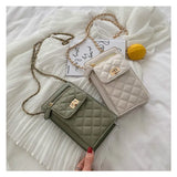 Women Lattice Crossbody Bags High PU Leather Shoulder Bag Mini Quilted Flap Hand