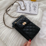 Women Lattice Crossbody Bags High PU Leather Shoulder Bag Mini Quilted Flap Hand