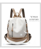Women's Beige Khaki Leather Backpack