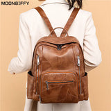 Women Leather Backpack Bagpack High Female Shoulder Bag Casual Backpack Purse Sc