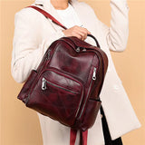Women Leather Backpack Bagpack High Female Shoulder Bag Casual Backpack Purse Sc