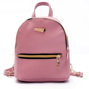 Women Leather Backpack School Rucksack College Solid Ladies Satchel
