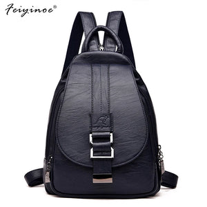 Women Leather Backpacks Female Shoulder Bag Travel Ladies Bagpack