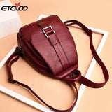 Women Leather Backpacks Female Shoulder Bag Travel Ladies Bagpack