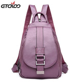 Women Leather Backpacks Female Shoulder Bag Travel Ladies Bagpack
