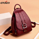 Women Leather Backpacks Female Shoulder Bag Travel Ladies Bagpack