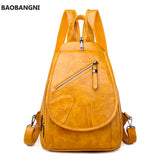 Women Leather Backpacks High Bagpack Ladies Female Pack Rucksacks For Girls