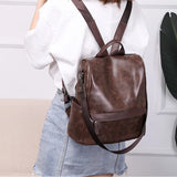 Vintage Women Leather Backpacks Shoulder Bag Travel Bagpack Mochilas