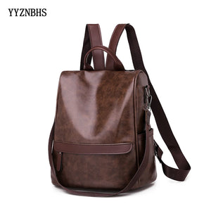 Vintage Women Leather Backpacks Shoulder Bag Travel Bagpack Mochilas