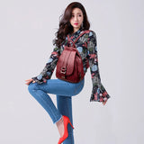 Women Leather Backpacks Vintage Female Shoulder Bag Sac a Dos Travel Ladies Bagp