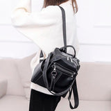 Leather Backpack for Women Zipper Chest Bag Travel Back Pack