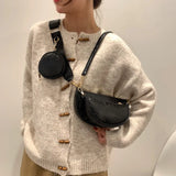 Women Leather Bag Crossbody Shoulder Dumpling Bag Purse