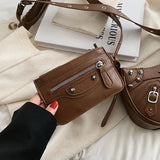 Women Leather Half Moon Shoulder Bags 2 Pcs/set Rivets Armpit Crossbody Bags