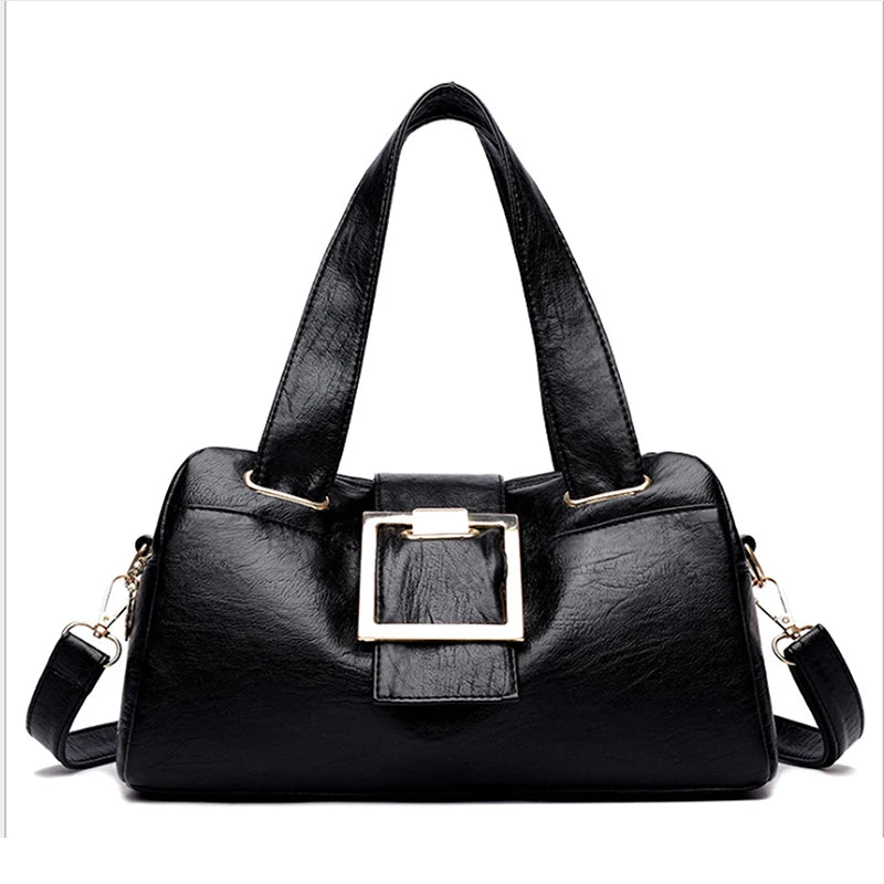Vintage Leather Handbag Crossbody Shoulder Bag High Capacity Top-Handle