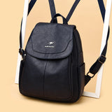 Women Leather Backpack High Capacity School Bag for Teenager Girls