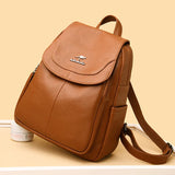 Women Leather Backpack High Capacity School Bag for Teenager Girls