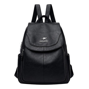 Women Leather High Capacity Backpacks Girls School Bag Travel Backpack